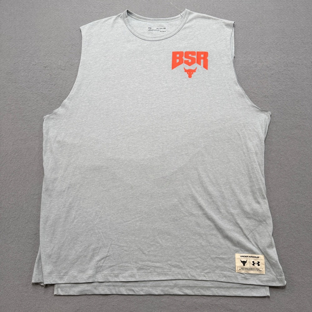 Under Armour Tank Top Mens 3XL Gray Project Rock Heatgear Loose Fit Training Gym